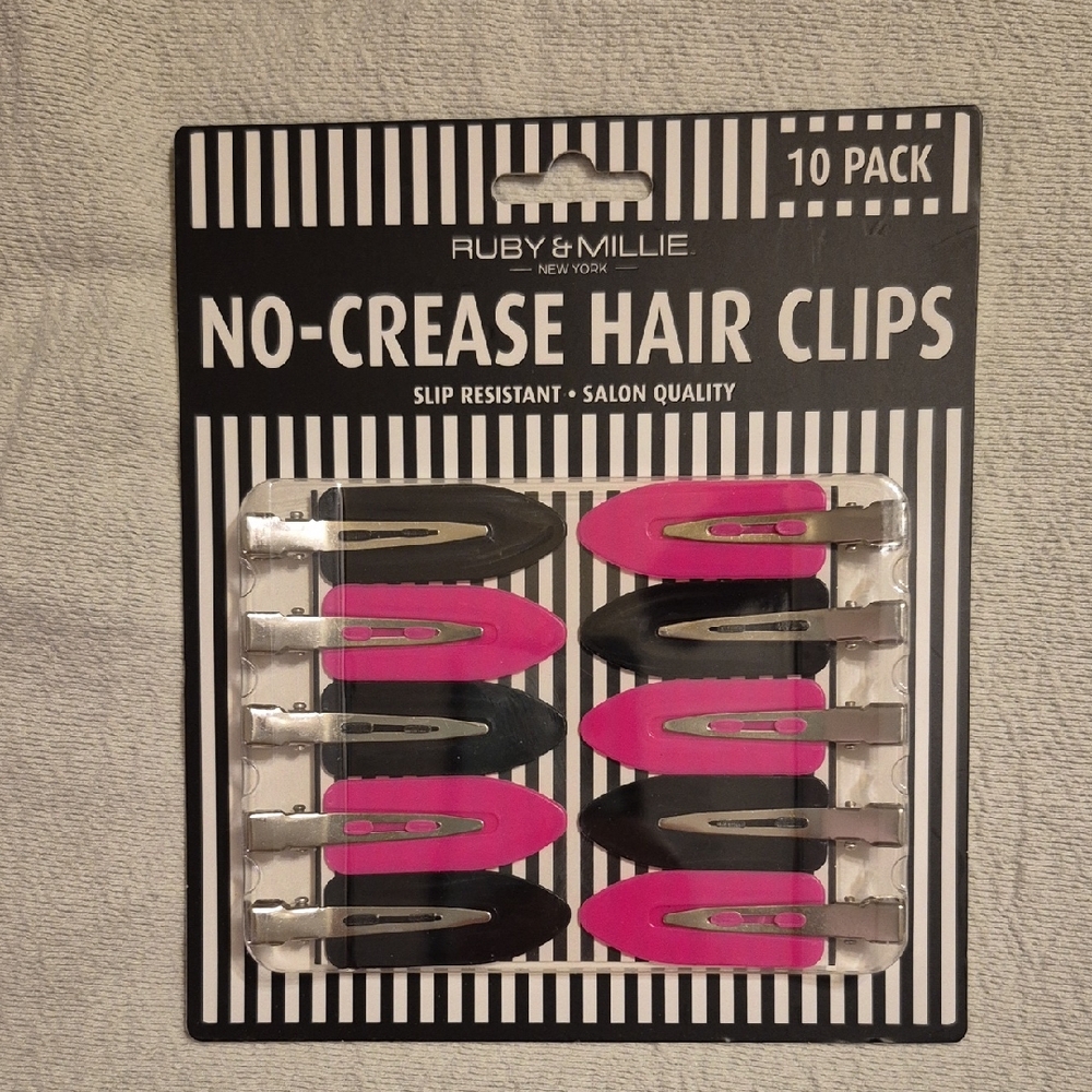Ruby & Millie No-Crease Hair Clips - Black and Pink